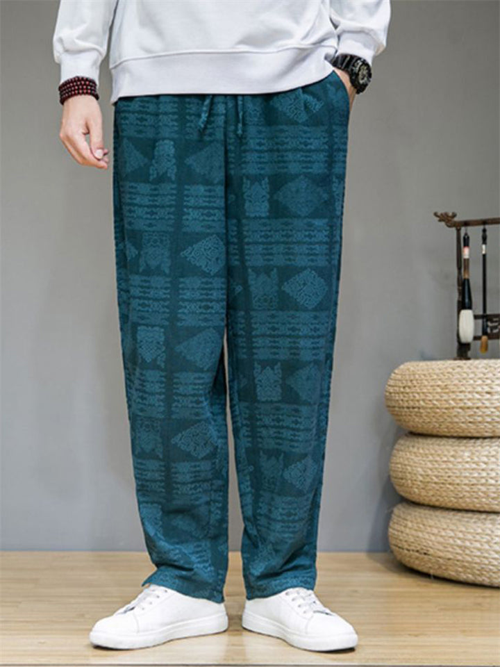 Men's Casual Retro Jacquard Straight Pants