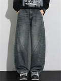Men's Fashion Streetwear Loose Straight Denim Scimitar Pants