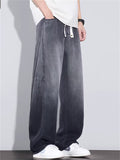 Mens Summer Drawstring Wide Leg Baggy Denim Scimitar Jeans