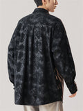 Chinese Style Men's Corduroy Texture Lapel Long Sleeve Shirts