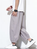 Men's Summer Casual Striped Wide Leg Beach Cropped Pants