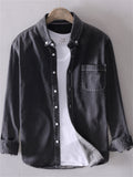 Japanese Style Casual Men's Cotton Lapel Denim Shirts