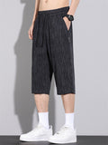 Men's Summer Cool Comfy Drawstring Striped Loose Capri Pants