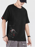Men Cotton Phoenix Embroidery Vogue Half Sleeve Shirts