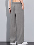 Mens Drawstring Loose Wide Leg Lyocell Summer Pants