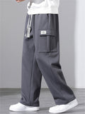Men Casual Cargo Sweatpants Drawstring Baggy Wide Leg Pants