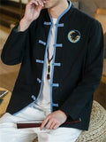 Men's Chinese Style Cotton Linen Contrast Color Tang Suit Jacket