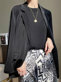 Women's Drape Satin Solid Color Long Sleeve Suit Jacket