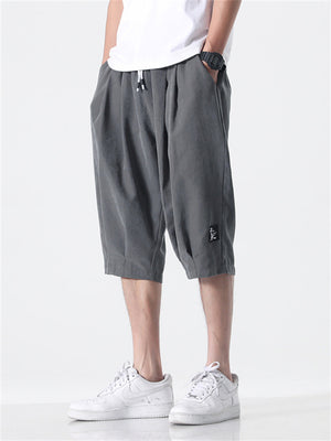 Stylish Summer Large Size Solid Drawstring Male Short Pants