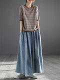 Retro Popular Women's Drawstring Blue Wide Leg Jeans