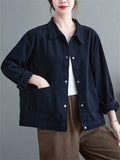 Solid Color Spring Autumn Short Cargo Jackets For Women