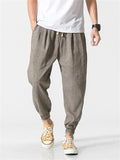 Solid Color Breathable Linen Jogger Pants for Men