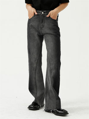 Black Gray Fit Slim Floor-Length Jeans For Men