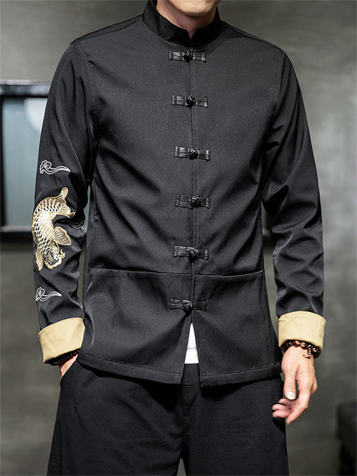 Cissot Carp Printed Black Color Tang Jacket