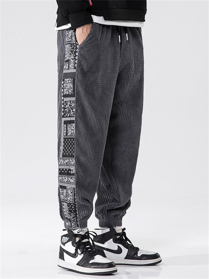 Casual Elastic Waist Corduroy Pants for Men