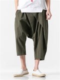 Solid Color Stylish Irregular Cropped Pants