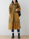 Free Size Hooded Printed Single Breasted Jacket