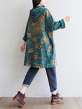 Floral Printed Hooded Jacket With Pockets