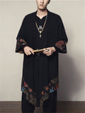 Men's Buddhism Zen Style Long Linen Jacket