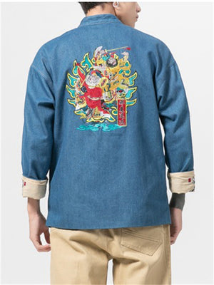 Super Cool Chinese Style Embroidery Denim Jacket