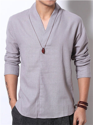 Chinese Zen Clothing Vintage Style Summer Linen Shirt