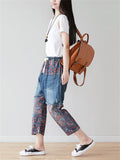 Vintage Color Block Harem Cropped Jeans