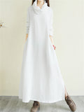 Vintage Loose Midi Linen Dress for Summer