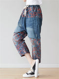 Vintage Color Block Harem Cropped Jeans