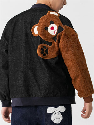 Men's Street Fashion Bear Thick Denim Jacket