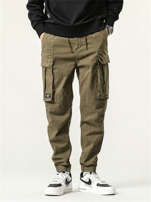 Male Fashion Streetwear Multi-pocket Drawstring Cargo Pants