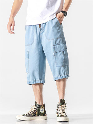 Casual Loose-fitting Men's Jeans With Multiple Pockets