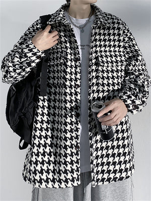 Young Trendy Men's Autumn Winter Houndstooth Jackets
