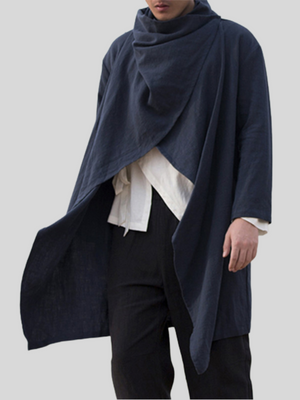 Cool Irregular Cotton Linen Long Cloak For Men