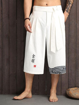 Mandarin Style Drawstring Linen Pocket Pants