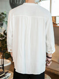 3/4 Sleeve Simple Cotton Linen Men's Shirts