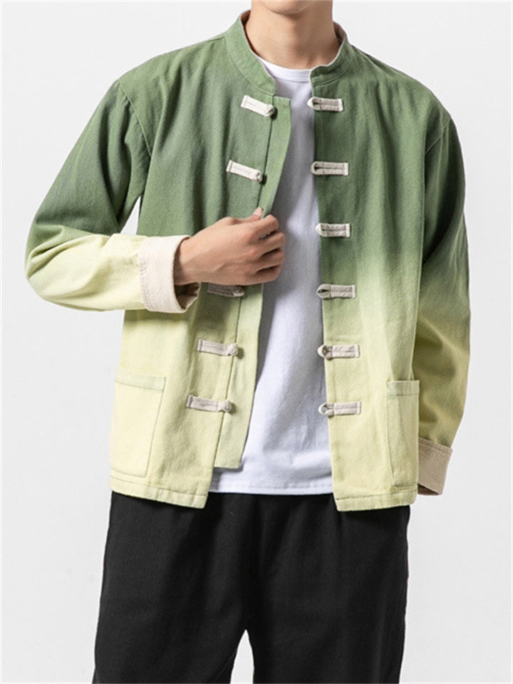 Men's Chinese Style Stand Collar Gradients Casual Jacket