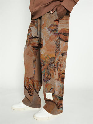 Men's Cool Abstract Face Art Printing Pants