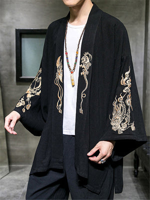 Men's Cool Dragons Embroidered Linen Jacket