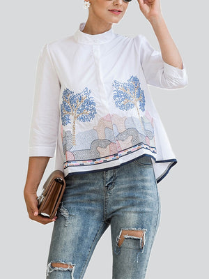 Casual Printed Stand Collar Shirts