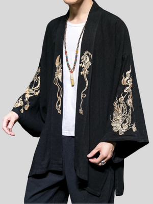 Men's Cool Dragons Embroidered Linen Jacket