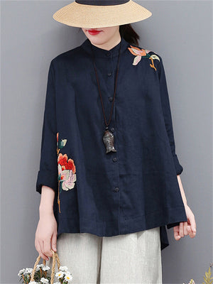 Loose Simple Embroidery Shirts