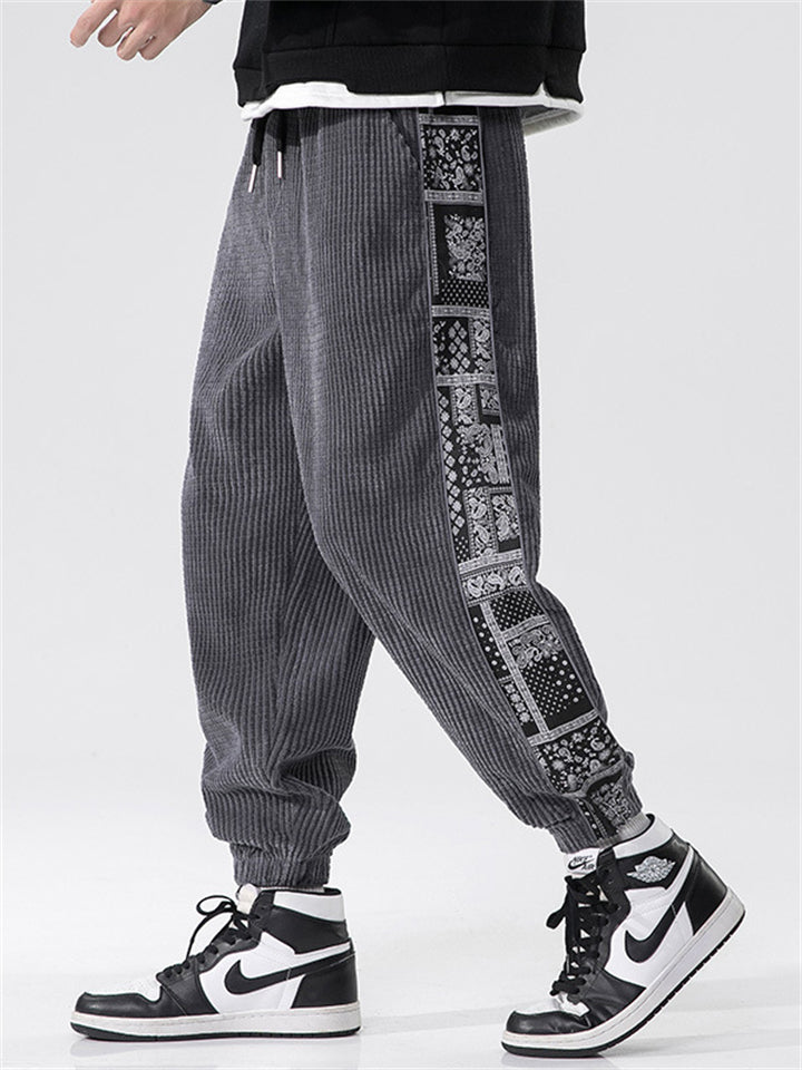 Casual Elastic Waist Corduroy Pants for Men