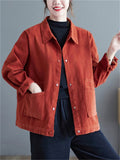 Solid Color Spring Autumn Short Cargo Jackets For Women
