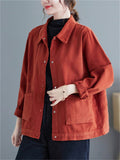 Solid Color Spring Autumn Short Cargo Jackets For Women