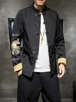 Cissot Black Color Carp Printed Men's Jackets