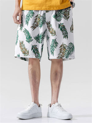 Summer Leaf Printed Seaside Holiday Shorts Pants For Men