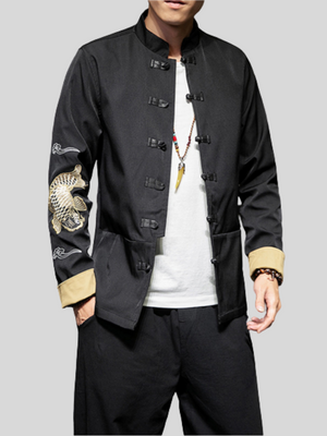 Cissot Black Color Carp Printed Men's Jackets