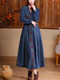 Women's Chic Embroidery Single Breasted Mid-Length Denim Dress