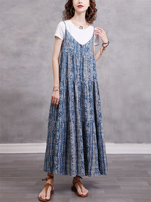 Bohemian Style Summer Vacation Flowy Sundress for Lady