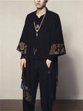 Men's Buddhism Zen Style Long Linen Jacket